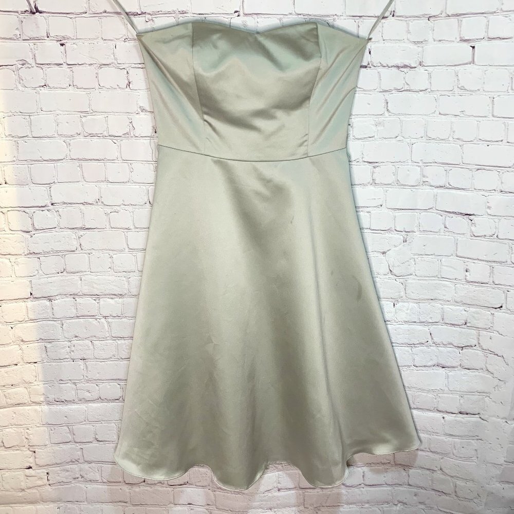 WHITE House Black Market Satin Strapless Cocktail Dress Size 12